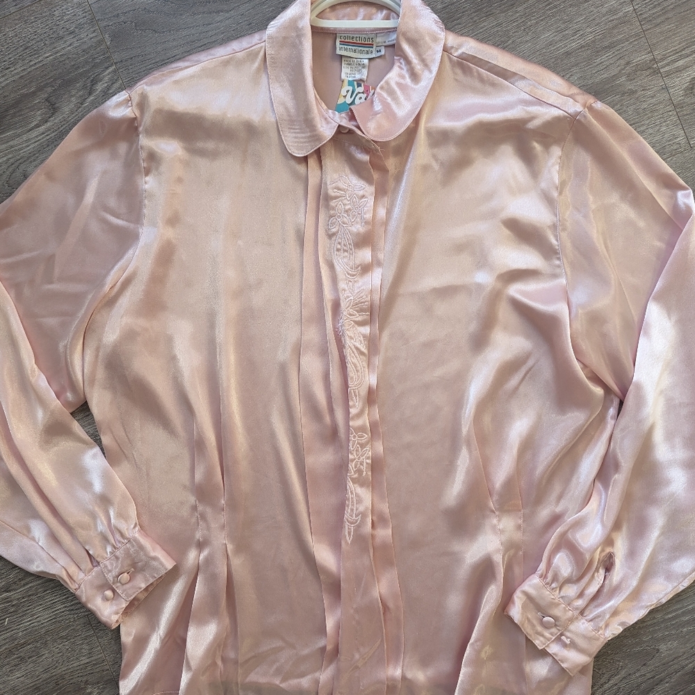 80s silky pink top